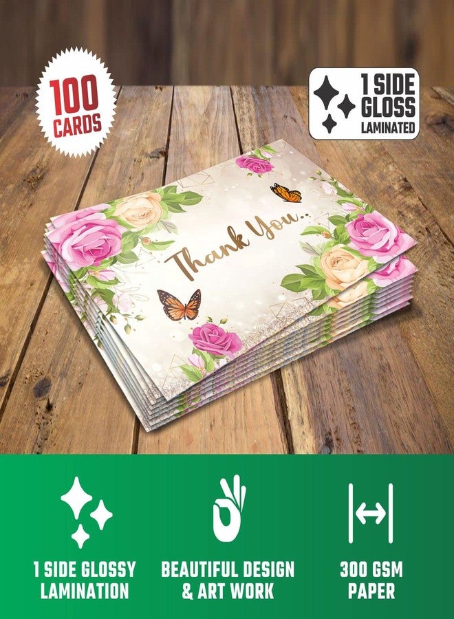 Zeetab Glossy Thank You Cards | Thanks Greeting Card for Customer Order, Return Gifts & Packaging Material | Front Gloss Laminated & Back Writable Blank White - ART3 (100) - Image 5